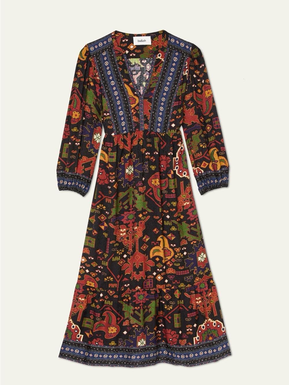 ba&sh Black Multi Paisley-Print valley Dress US 6